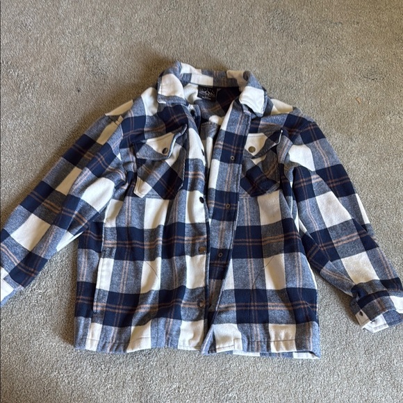 Blue and White Plaid Flannel Shirt - Picture 1 of 1
